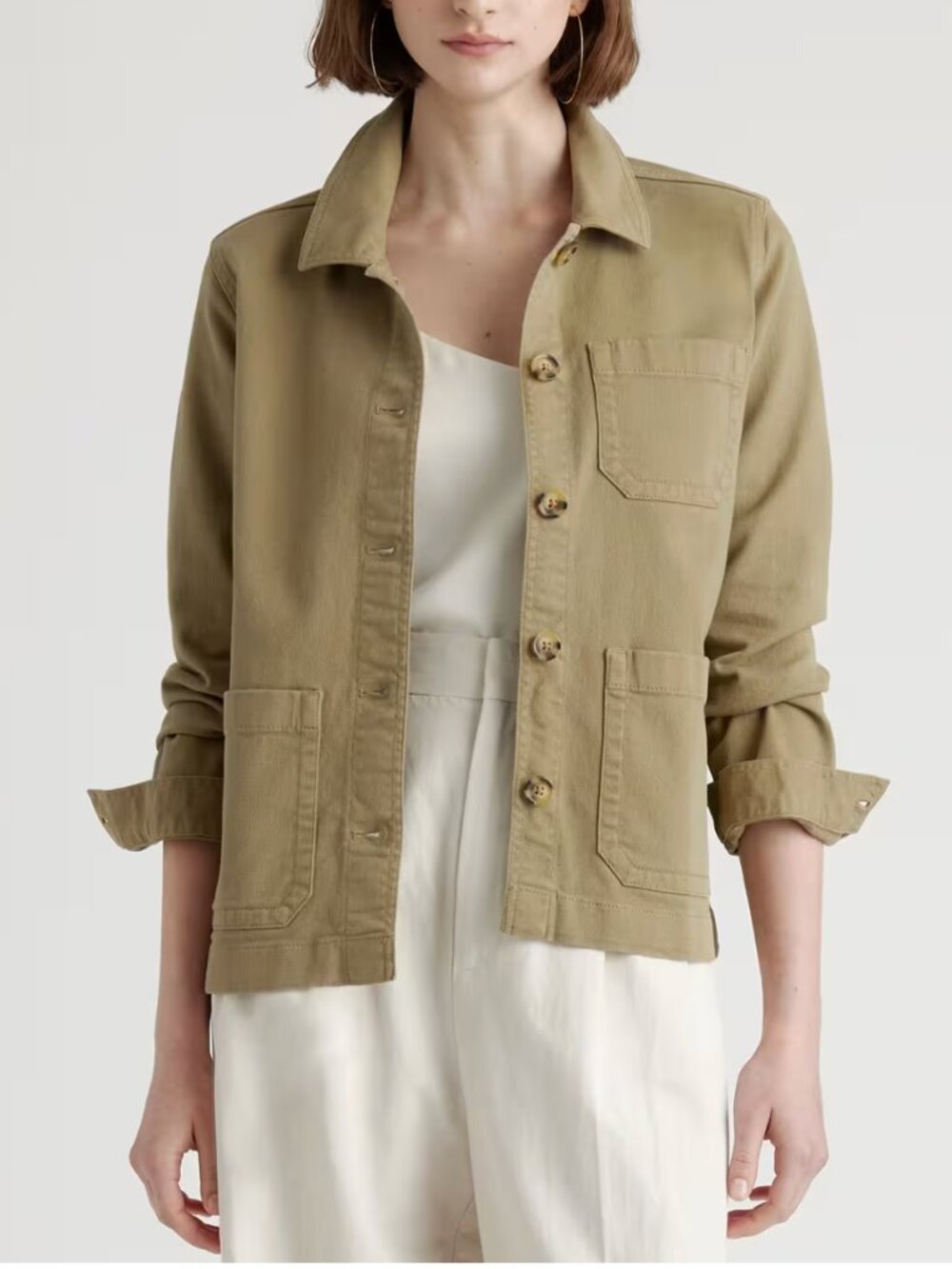 Organic Comfort Stretch Chore Jacket in Olive